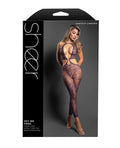 Sheer by Fantasy Sheer Set Me Free Mesh Body Stocking w/Zebra Pattern & Open Crotch - Purple O/S - Image 2