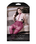 Sheer by Fantasy Sheer Fantasy Bad Habit Choker Harness Stocking w/Butterfly Pasties Magenta QN - Image 3