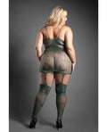 Sheer by Fantasy Sheer Wild Heart Reptile Print Bodystocking Dress w/Attached Stockings - Green QN - Image 2