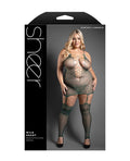 Sheer by Fantasy Sheer Wild Heart Reptile Print Bodystocking Dress w/Attached Stockings - Green QN - Image 3