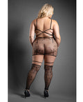 Sheer by Fantasy Sheer Unholy Gartered Bodystocking Dress w/Attached Stockings - Black QN - Image 2
