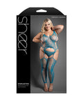 Sheer by Fantasy Sheer Everlasting Lace Bodystocking w/Attached Stockings & G-String 2 pc Set - Teal QN - Image 5