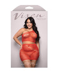 Vixen by Fantasy Lingerie Vixen Set The Tone Rhinestone Knit One Shoulder Top w/Skirt 2 pc Set - Red QN - Image 3