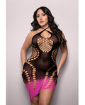 Vixen by Fantasy Lingerie Vixen Ready Or Not Ombre Keyhole Halter Dress - Black/Pink QN