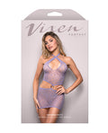 Vixen by Fantasy Lingerie Vixen Serendipity Rhinestone Leopard Knit Keyhole Halter Dress - Lavender O/S - Image 3