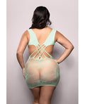 Vixen by Fantasy Lingerie Vixen Yours Truly Strappy Floral Knit Crossover Dress - Mint QN - Image 2