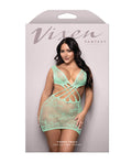 Vixen by Fantasy Lingerie Vixen Yours Truly Strappy Floral Knit Crossover Dress - Mint QN - Image 3