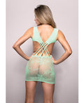 Vixen by Fantasy Lingerie Vixen Yours Truly Strappy Floral Knit Crossover Dress - Mint O/S - Image 2