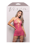 Vixen by Fantasy Lingerie Vixen Call Me Baby Halter Dress w/Pearl Details - Hot Pink O/S - Image 2