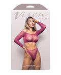 Vixen by Fantasy Lingerie Vixen Your Desire Scalloped Long Sleeve 2 pc Set - Magenta O/S - Image 3