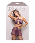 Vixen by Fantasy Lingerie Vixen Focus On Me Halter Dress w/Key Ring Details - Purple O/S - Image 3