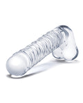 Glas Glas 8" Realistic Ribbed Glass G-Spot Dildo w/Balls - Clear - Image 3