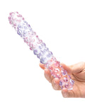 Glas Glas 9" Purple Rose Nubby Glass Dildo - Purple/Pink - Image 4