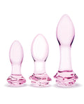 Glas Glas 3 pc Rosebud Butt Plug Set - Pink - Image 2