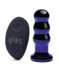 Glas Glas 3.5" Rechargeable Vibrating Beaded Butt Plug - Blue - Image 2