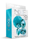 Nixie Nixie Metal Butt Plug Set w/Jewel Inlaid & Pom Pom - Blue Metallic - Image 2