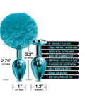 Nixie Nixie Metal Butt Plug Set w/Jewel Inlaid & Pom Pom - Blue Metallic - Image 4