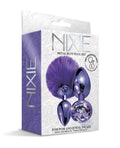 Nixie Nixie Metal Butt Plug Set w/Jewel Inlaid & Pom Pom - Purple Metallic - Image 2