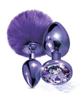 Nixie Nixie Metal Butt Plug Set w/Jewel Inlaid & Pom Pom - Purple Metallic - Image 3