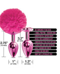 Nixie Nixie Metal Butt Plug Set w/Jewel Inlaid & Pom Pom - Pink Metallic - Image 4