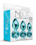 Nixie Nixie Metal Butt Plug Trainer Set w/Inlaid Jewel - Blue Metallic