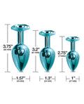 Nixie Nixie Metal Butt Plug Trainer Set w/Inlaid Jewel - Blue Metallic - Image 4