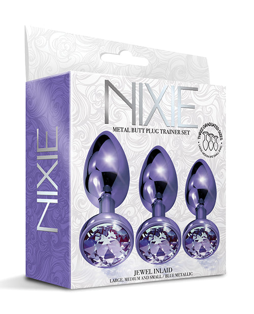 Nixie Nixie Metal Butt Plug Trainer Set w/Inlaid Jewel - Purple Metallic