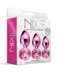 Nixie Nixie Metal Butt Plug Trainer Set w/Inlaid Jewel - Pink Metallic
