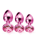 Nixie Nixie Metal Butt Plug Trainer Set w/Inlaid Jewel - Pink Metallic - Image 3