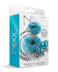 Nixie Nixie Metal Butt Plug w/Inlaid Jewel & Fur Cuff Set - Blue Metallic