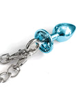 Nixie Nixie Metal Butt Plug w/Inlaid Jewel & Fur Cuff Set - Blue Metallic - Image 3