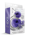 Nixie Nixie Metal Butt Plug w/Inlaid Jewel & Fur Cuff Set - Purple Metallic