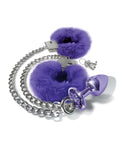 Nixie Nixie Metal Butt Plug w/Inlaid Jewel & Fur Cuff Set - Purple Metallic - Image 2