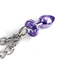 Nixie Nixie Metal Butt Plug w/Inlaid Jewel & Fur Cuff Set - Purple Metallic - Image 3