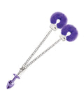 Nixie Nixie Metal Butt Plug w/Inlaid Jewel & Fur Cuff Set - Purple Metallic - Image 4