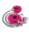 Nixie Nixie Metal Butt Plug w/Inlaid Jewel & Fur Cuff Set - Pink Metallic - Image 2