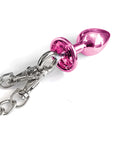 Nixie Nixie Metal Butt Plug w/Inlaid Jewel & Fur Cuff Set - Pink Metallic - Image 5