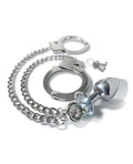 Nixie Nixie Metal Butt Plug w/Inlaid Jewel & Fur Cuff Set - Silver Metallic - Image 2