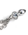 Nixie Nixie Metal Butt Plug w/Inlaid Jewel & Fur Cuff Set - Silver Metallic - Image 3