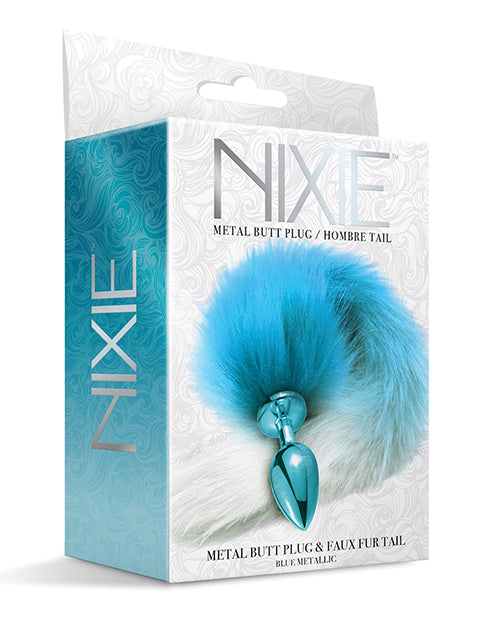 Nixie Nixie Metal Butt Plug w/Faux Fur Tail - Blue Metallic