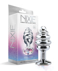 Nixie Nixie Honey Dipper Ribbed Metal Rainbow Jeweled Butt Plug - Medium
