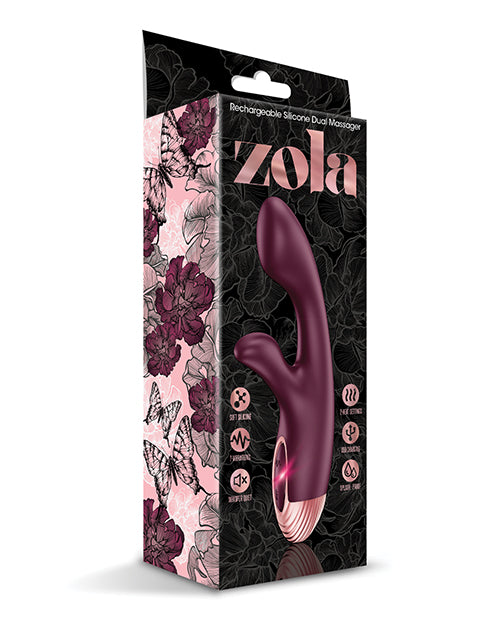 Zola Zola Rechargeable Silicone Dual Massager - Burgundy/Rose Gold