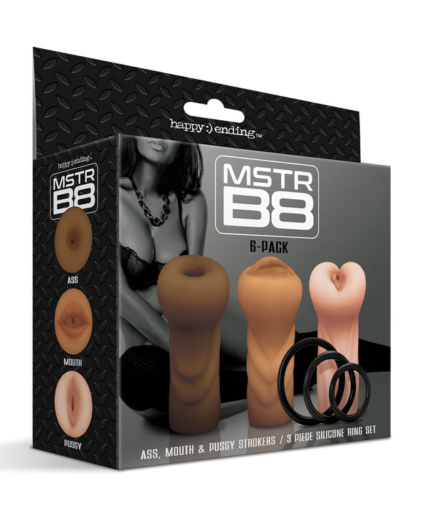 Happy Ending MSTR B8 Stroker Set w/C-Rings - Assorted Pack of 3