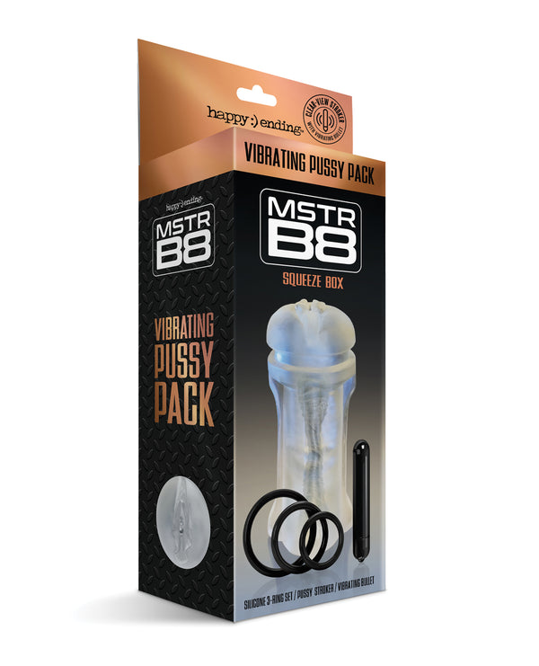 Happy Ending MSTR B8 Squeeze Box Vibrating Pussy Pack - Kit of 5 Clear