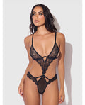 House of Desire Nadia Lace & Mesh Cutout Teddy - Black XL