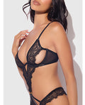 House of Desire Nadia Lace & Mesh Cutout Teddy - Black XL - Image 2