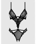 House of Desire Nadia Lace & Mesh Cutout Teddy - Black XL - Image 4