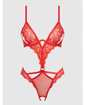 House of Desire Nadia Lace & Mesh Cutout Teddy - Grenadine Dark Orange 1X/2X - Image 3