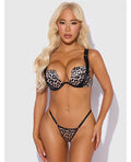 House of Desire Devon Push Up Bra w/Harness & G-String 3 pc Set - Leopard XL - Image 2