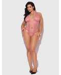 House of Desire Kiki Lace & Satin Drop Off Teddy - Rose 3X/4X - Image 3